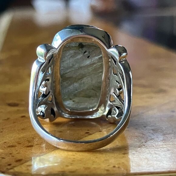 Natural Labradorite Sterling Silver Cocktail Ring Size 6 - Picture 5 of 10